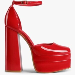 Dream Pairs Red Patent Platform Pumps